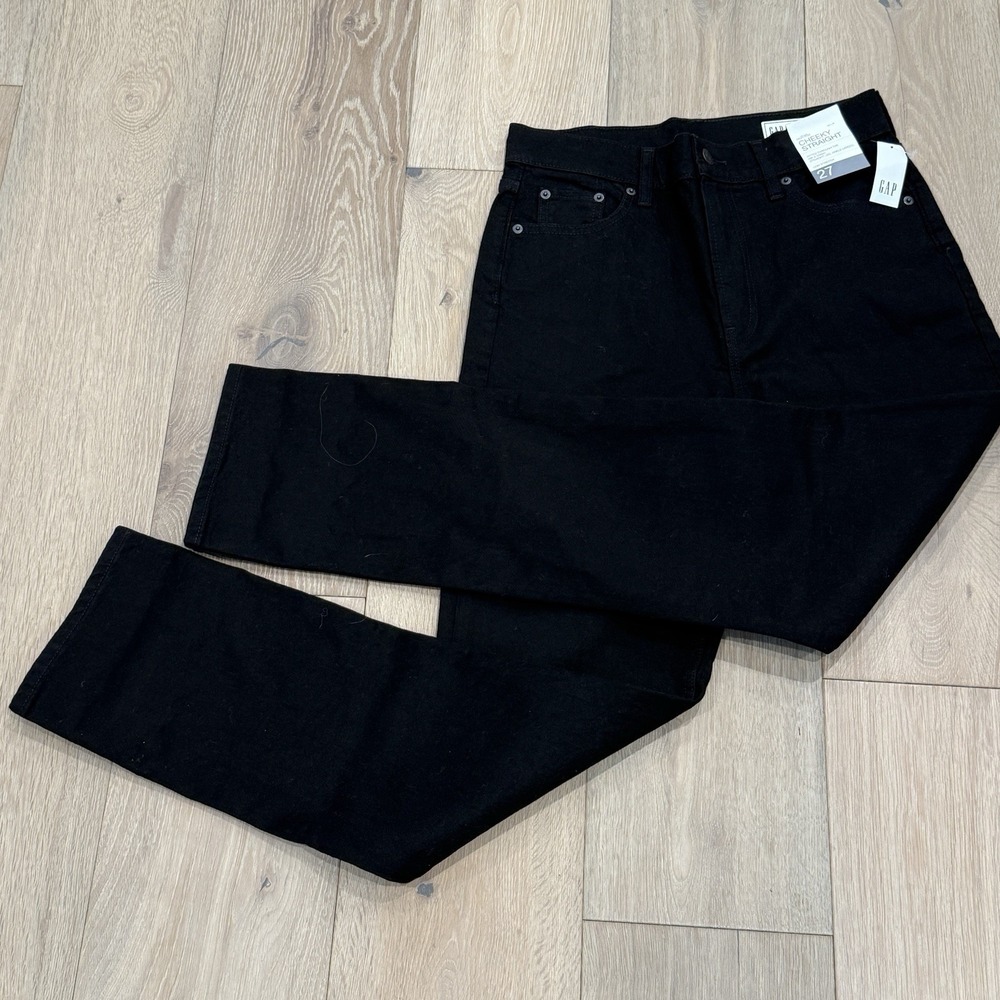 Gap The Cheeky Straight High Rise‎ Jeans Black Women's 27 4Tall Long NEW W/TAGS